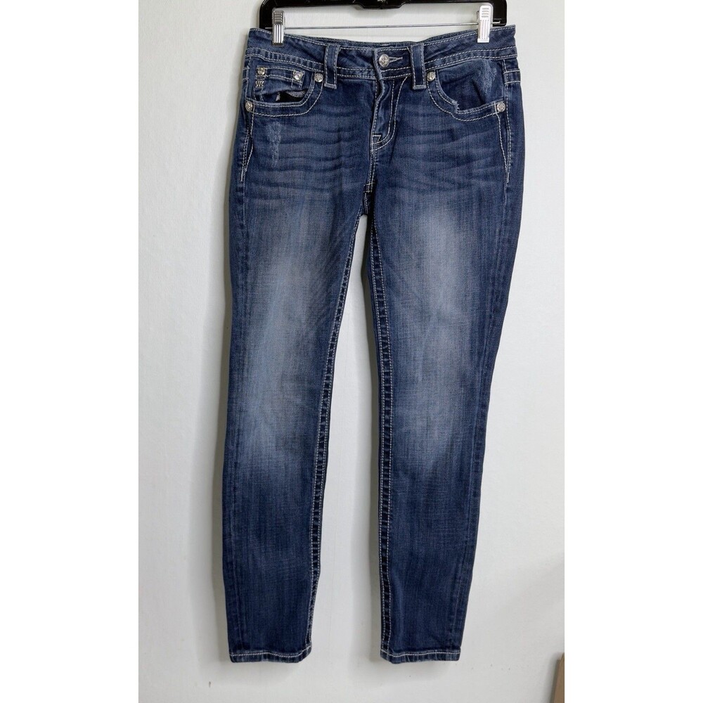MISS ME Skinny Fleur De Lis Embellished Pocket Jeans Size 28.    #11